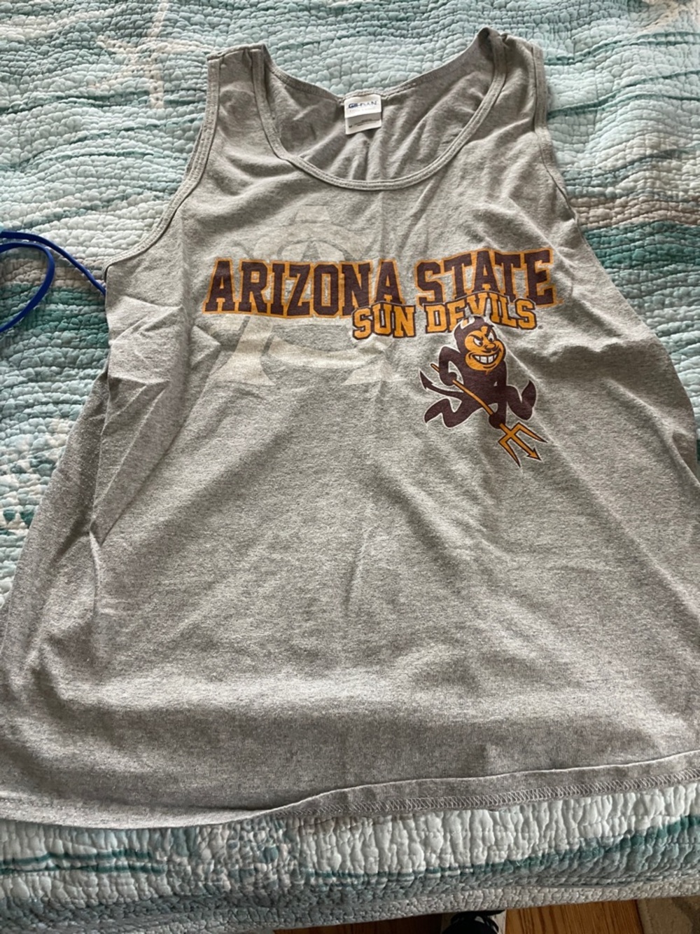Gildan Gray Arizona State Sun Devils Kids Tank Top with Maroon & Gold Logo